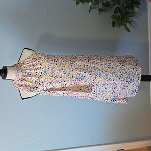 CECE Tie Neck Halter Shift Knee Length Dress in Candy Gem Multi Color Print Sz 8